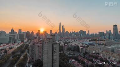 上海上海全貌日落日转夜固固定延时摄影
